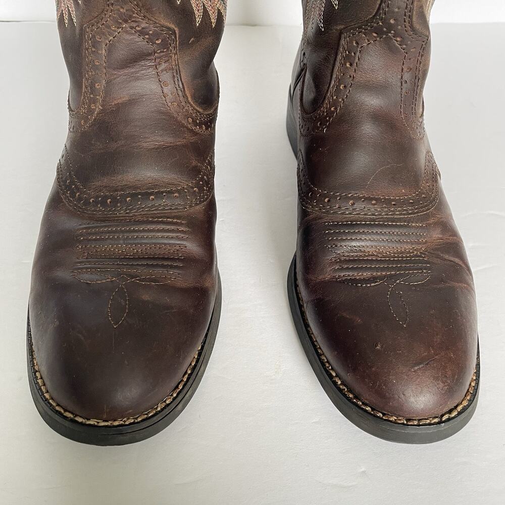 Ariat Heritage Stockman Cowboy Boots Women's 10B Brown Western Roper Cowgirl - Picture 7 of 13